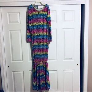 Long sleeve leopard print mermaid maxi dress